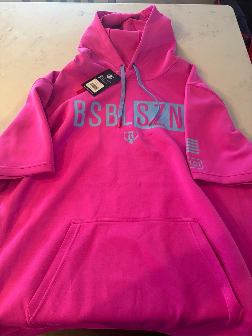 Baseball Lifestyle Pink Short Sleeve Hoodie